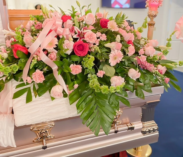 Brilliant Blush Casket Spray